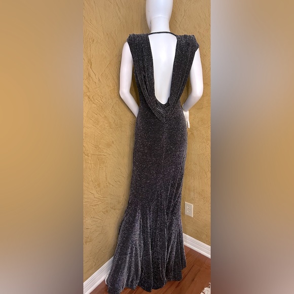 Bebe long black and silver shimmery dress - Picture 2 of 6